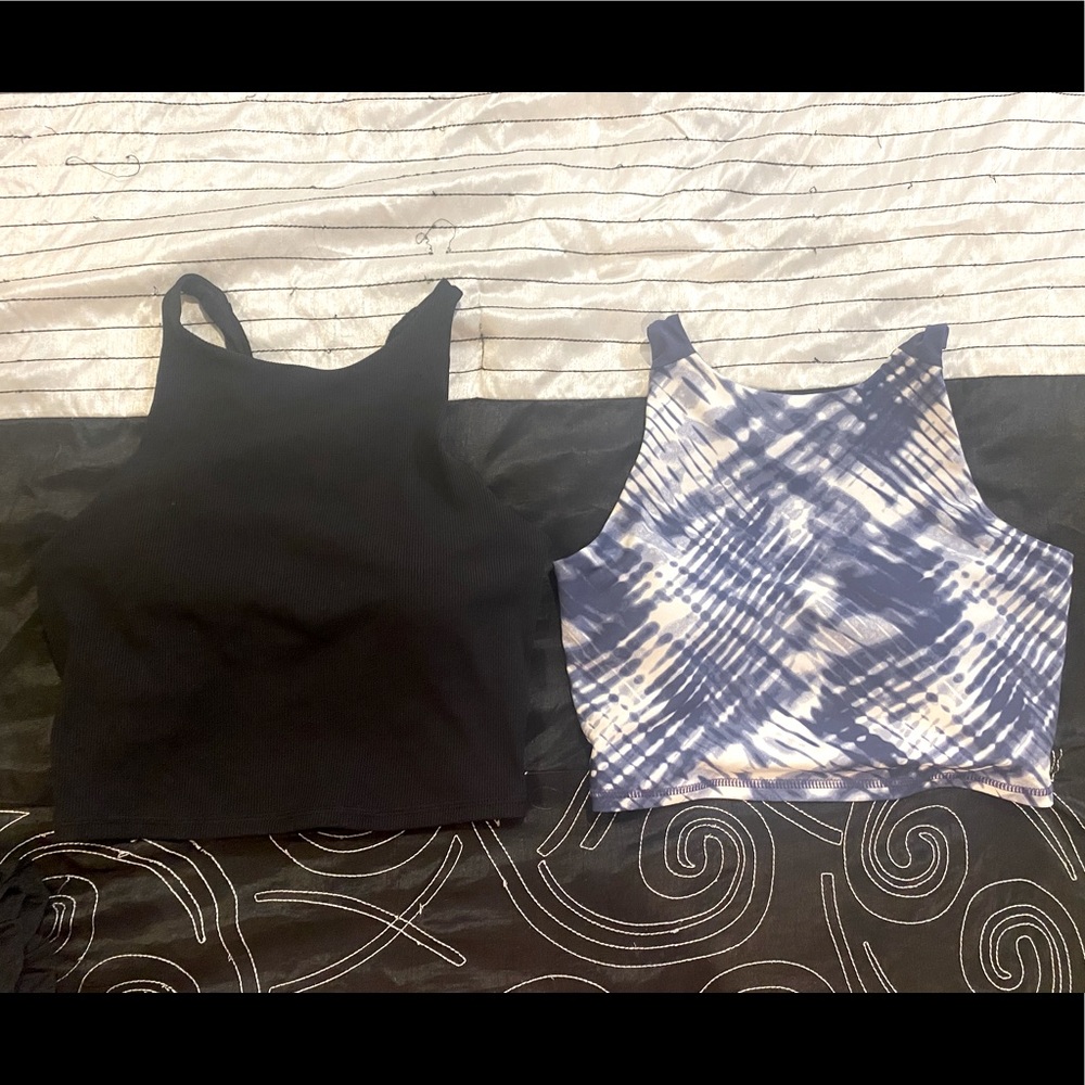 Still in stores! A Pair of Joe Fresh halter style cropped workout tops
